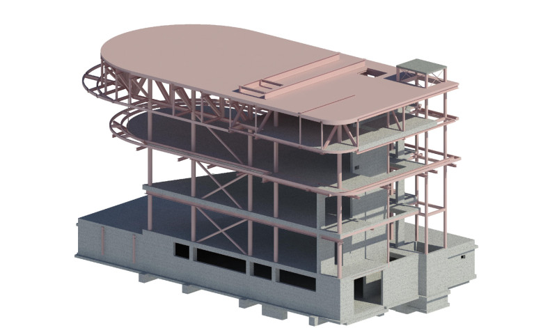 Constructiemodel Bediencentrale (bron: IMd Raadgevende Ingenieurs)
